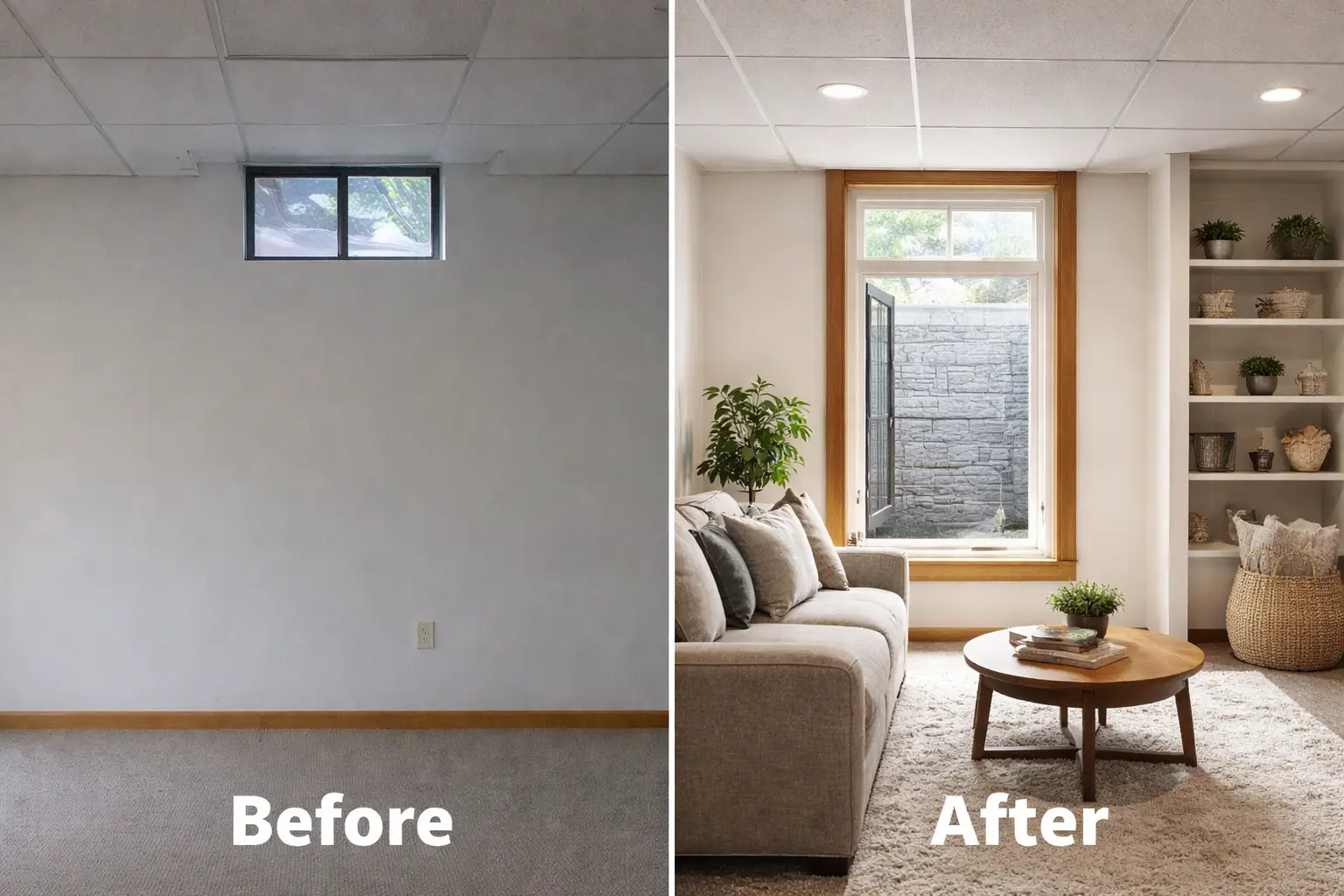 Before and After Basement Egress Window
